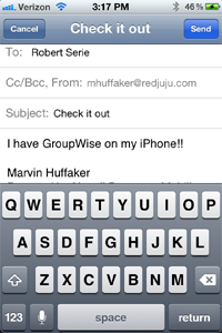 GroupWise Email on iPhone - Demo Compose View GroupWise Email on iPhone - Demo Compose View