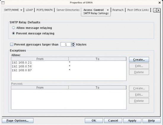 GWIA Relay Options Set