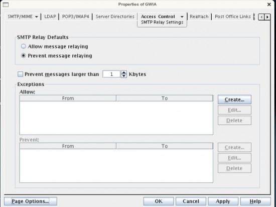 Gwia SMTP Relay Settings