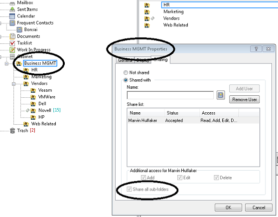 GroupWise 2012 Shared Folder Tree