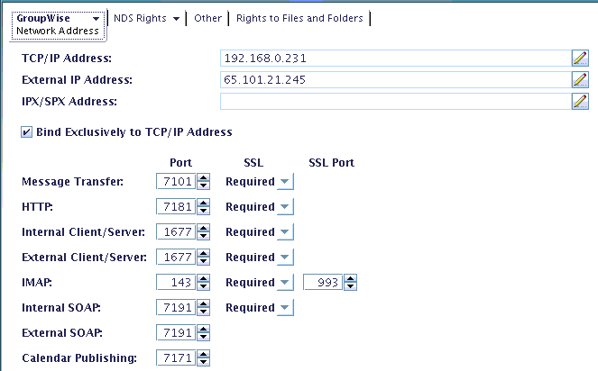 Ports and IP Addresses in ConsoleOne