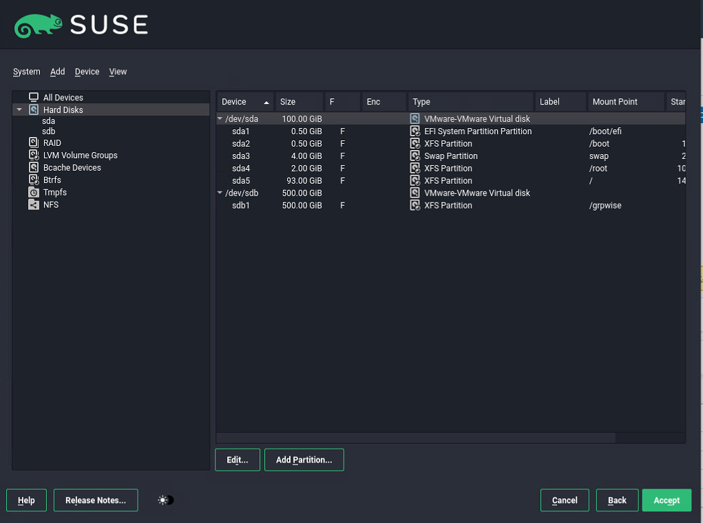 RECOMMENDED PARTITION LAYOUT