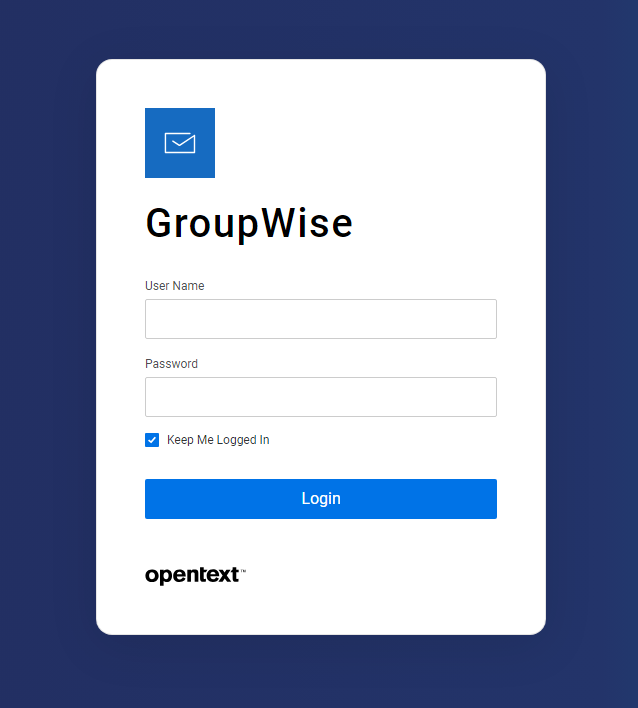 Opentext GroupWise gwweb login screen